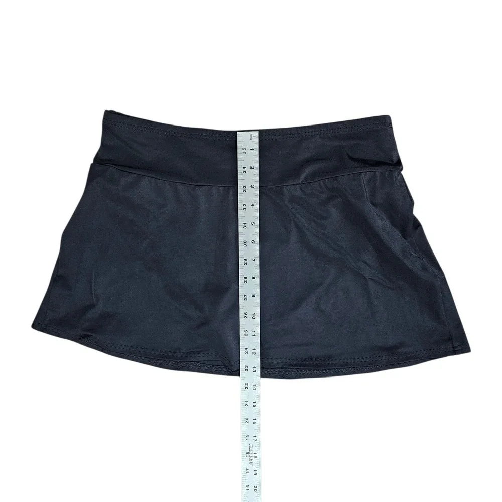 Lands' End Women 12 Black Swim Skirt Built-in Brief Skort Swimsuit Bottom